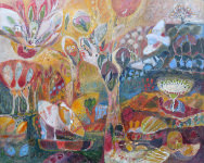Painting by Sandipa: Down at the Billabong - Australian Landscape Art